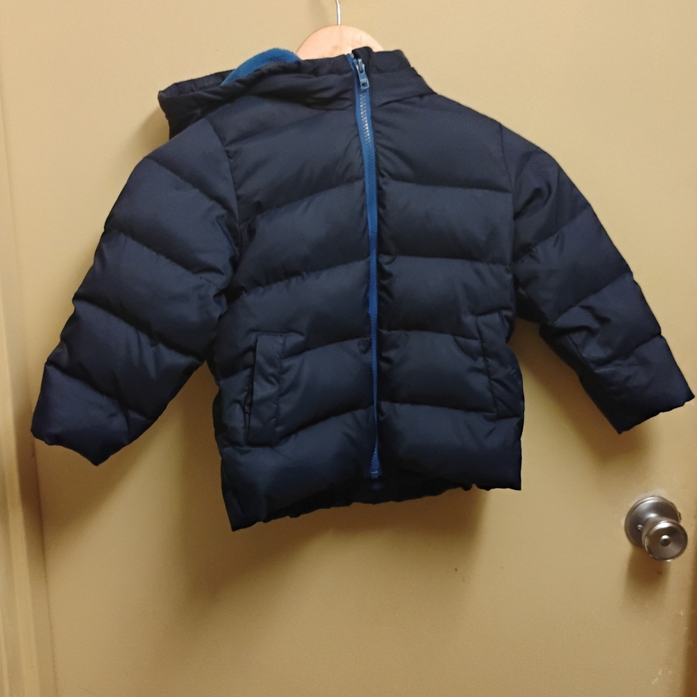 United Colors of Benetton Boys Blue Down Fill Puffer Hooded Jacket Sz 3-4Y
